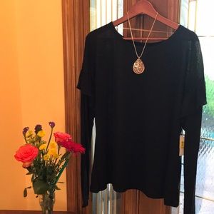 BOGO - Time and Tru Black Ruffle Long Sleeve Top
